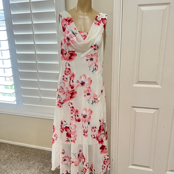 VNTG Y2K Floral Cowl Neck Bias Cut Slip Dress Fairy Cottagecore Sleeveless Sz 8 - Picture 2 of 11